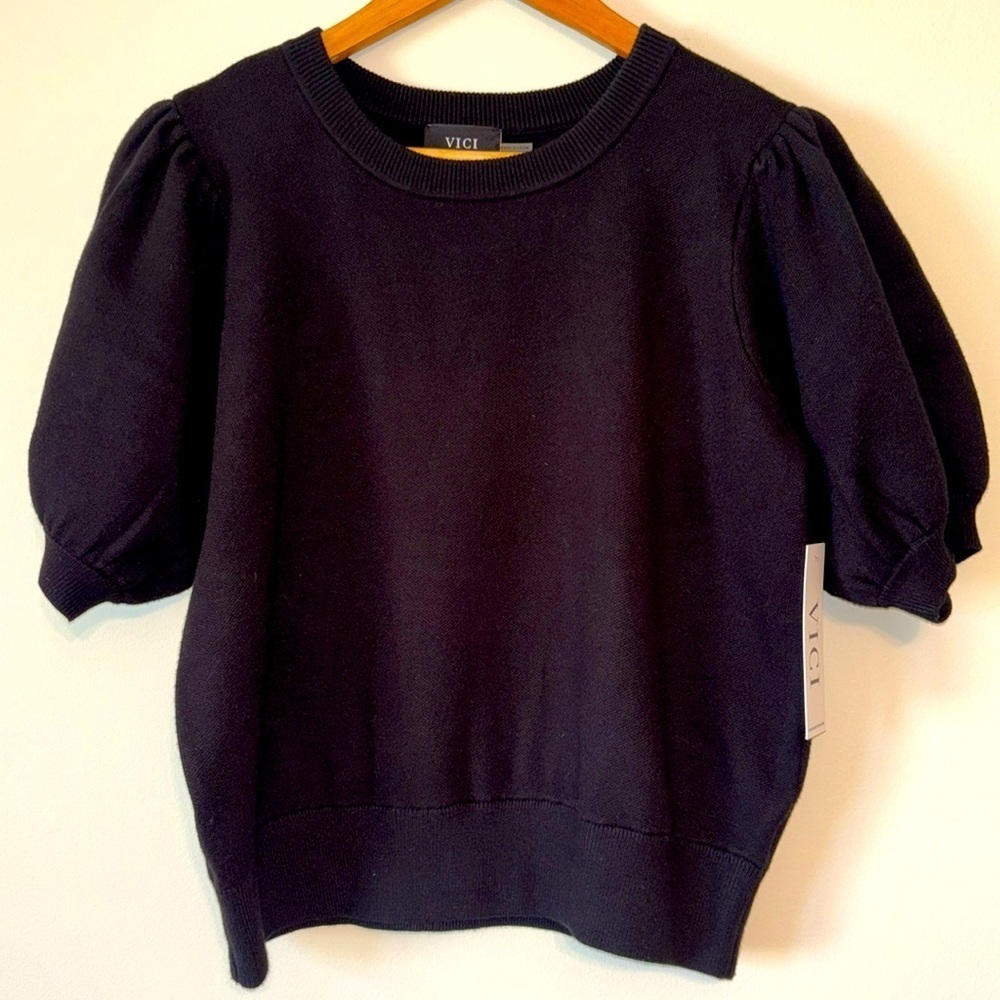 VICI Livia Puff Sleeve Knit Sweater Top